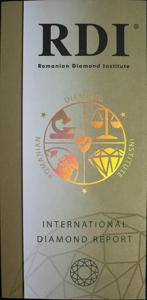 Sample R.D.I International Diamond Report cover